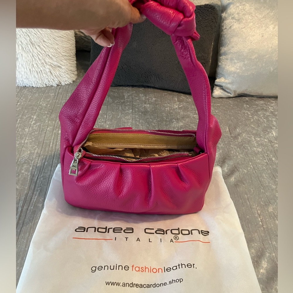 Andrea Cardone dark pink/magenta leather purse